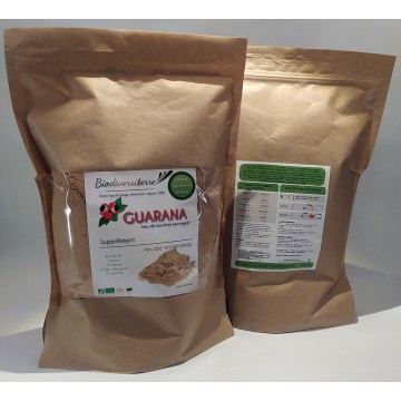 Sachet de 1kg de Guarana souche sauvage, en poudre A.E.A. Biologique certifié Ecocert