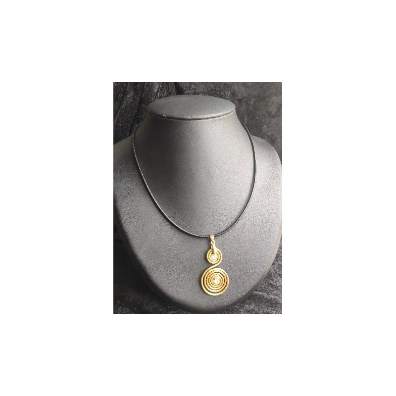 Collier Spirales Strass & Cuir