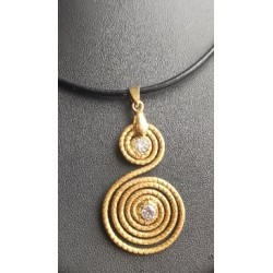 Collier Spirales Strass & Cuir